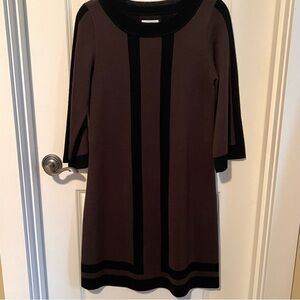Calvin Klein Knit tunic Dress in Bittersweet Chocolate Brown & Black